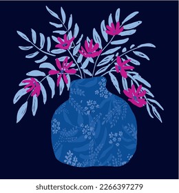 Flower Bouquet in Vase Illustration. Perfect for decoration, t-shirt, fabric and background.