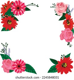 Flower Bouquet Vector Border Illustration