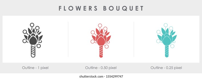 
Flower bouquet. Vector icon for presentation, training, marketing, design, web. Can be used for creative template, logo, sign, craft. Isolated on white background. Vector black silhouette.