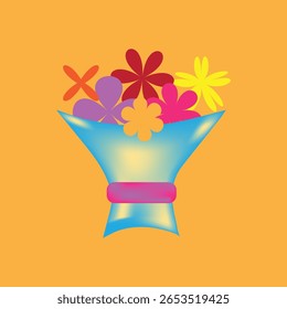 Flower bouquet vector illustration of a flower arrangement artistically arranged and usually tied with a ribbon or string, creating a beautiful and refreshing look.