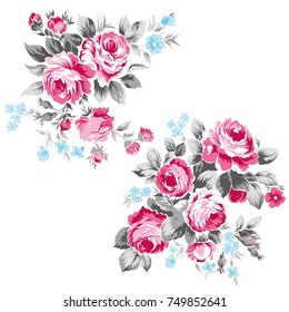 Flower bouquet vector roses pattern for textile print,fashion design