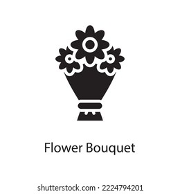 Flower Bouquet Vector Solid Icon Design illustration. Love Symbol on White background EPS 10 File