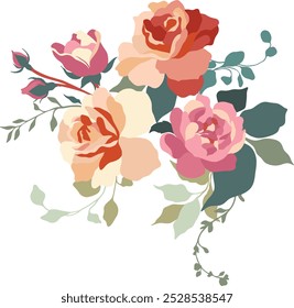 Flower bouquets, collection of wild blooming meadow flowers isolated on white background. Set of decorative floral design elements. Flat colorful botanical vector illustration