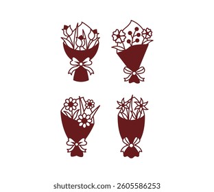 Flower Bouquets Illustration Vector Design Set
