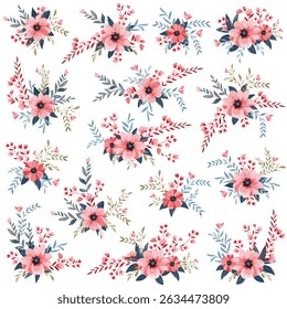Illustration vectorielle motif bouquets de fleurs	
