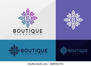 Vector de logotipo de la boutique flor, diseño de logotipos Lotus, logotipo moderno, plantilla de ilustración vectorial de logotipos