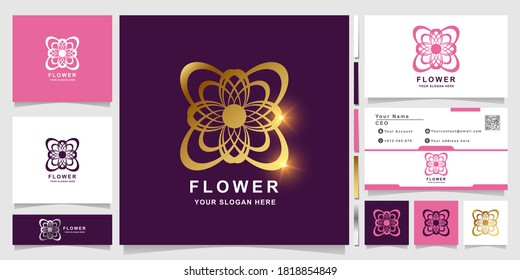 Flower, boutique or ornament logo template with business card design. Can be used spa, salon, beauty or boutique logo design.
