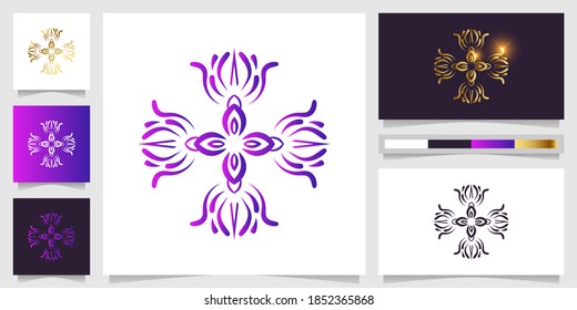 Flower, boutique or ornament logo template with business card design.