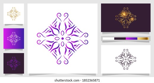 Flower, boutique or ornament logo template with business card design.