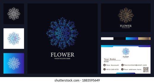 Flower, boutique or ornament luxury logo template design with business card.