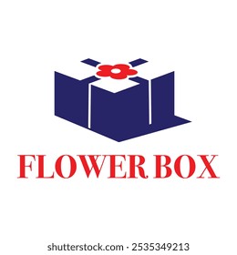 Diseño minimalista plano del logotipo de la caja de flores