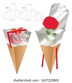 Flower box packaging die cut template design