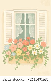 Flower Box Window Print Design in Vector