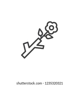 Flower branch outline icon. linear style sign for mobile concept and web design. Gardening simple line vector icon. Symbol, logo illustration. Pixel perfect vector graphics