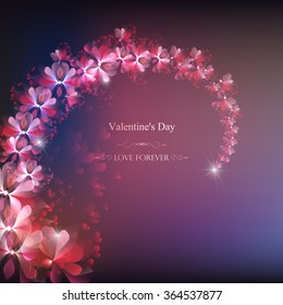 flower branch, vector, delicate abstract illustration, valentines day