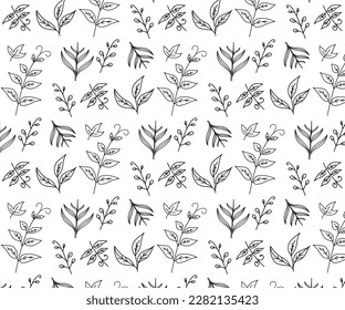 Flower branch vector patterns hand-drawn