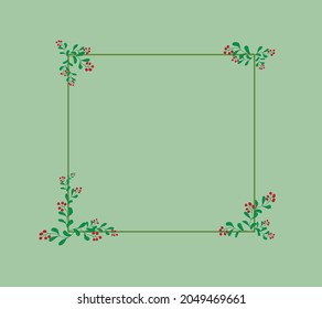 Flower branches form a square flower frame. floral wreath decorative decorative frame for wedding. illustration simple greeting leaf decorative element wreath. vector set.