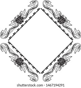 Flower and branches leaf, decoration of frame, wallpaper of cards. Vector