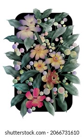 flower with branches and leaves ,vector image