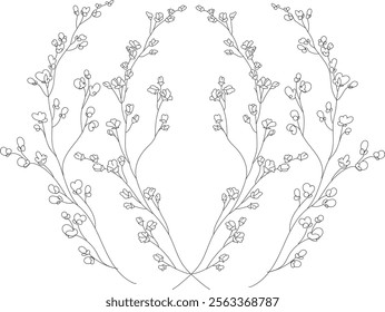 Flower branches pattern line art