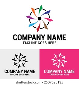 Flower Brand Flat Color Logo Template
