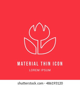 Flower Bright red material designed line thin flat icon / logo
