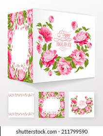 Flower brochure template for your invitation card design. Vector illustration.
