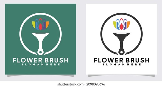 flower brush logo design with unique and creative concept