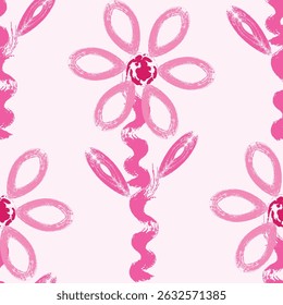 Flower brush pattern,Abstract ink flower. Hand drawn brush. flowers, leaves, blossom, branches. Botanical vector set.Vibrant boho print.Art deco seamless pattern flower textures botanic background.