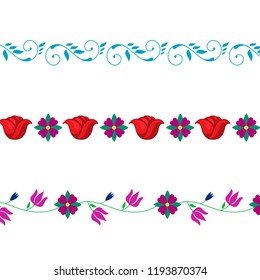 Flower brush set pattern ornament border