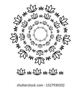 flower brushs patterns in a circle line black shape design vector graphic