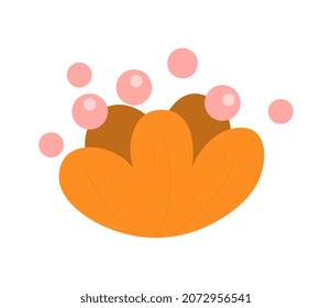 Flower with bubbles. Sea plants, algae, graphic elements for websites. Tropics, abstract images, stylish minimalistic icons for kids, sticker. Flora, nature, organic. Cartoon flat vector illustration