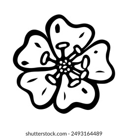 Flower bud hand drawn in doodle style. Natural plant. Hobby gardening. Vector line art illustration.