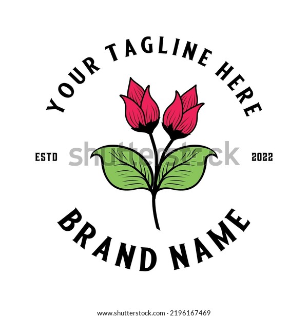 Flower Bud Logo Design Flower Leaves Stock Vector (Royalty Free