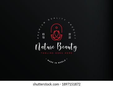 Blumenknospen-Logo-Design. Vektorgrafik von rotem Blütenknospendesign. Vintage-Logo-Design, Vektorgrafik-Symbol-Vorlage