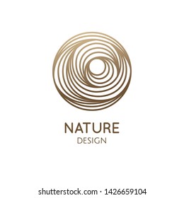 Flower bud logo template. Vector round icon of swirl water or rosebud. Abstract ornamental emblem for business emblem, badge for a travel, tourism and ecology concepts, health, yoga Center