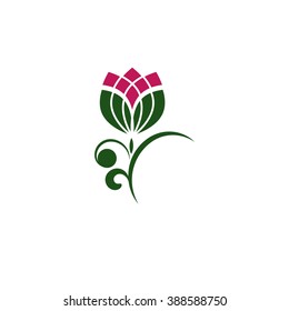 Flower bud. Organic icon. Health symbol. Vector Illustration.