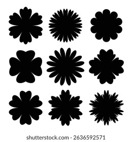 flower bud silhouette. Flowers, plants set silhouette. Vector illustration