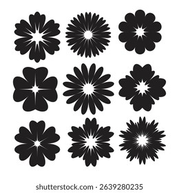flower bud silhouette. Flowers, plants set silhouette. Vector illustration