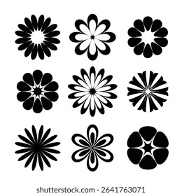 flower bud silhouette. Flowers, plants set silhouette. Vector illustration