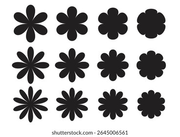 silhueta de botões de flores. Flores, plantas definir silhueta. Ilustração vetorial