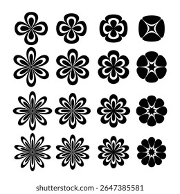 silhueta de botões de flores. Flores, plantas definir silhueta. Ilustração vetorial