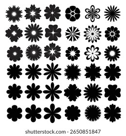 silhueta de botões de flores. Flores, plantas definir silhueta. Ilustração vetorial