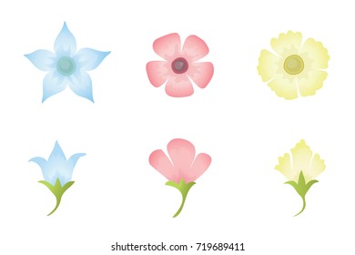 Flower Buds and Blooming Flower Illustration.Flower Vector Icons 