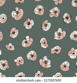 flower buds botanical vector seamless pattern