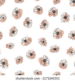 flower buds botanical vector seamless pattern