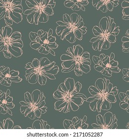flower buds botanical vector seamless pattern