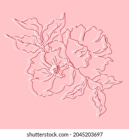 flower buds branch with leaves  isolated vector background