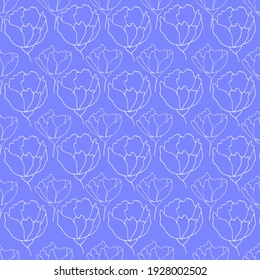 Blütenknospenkontur, Vektorgrafik, nahtlos, botanische Illustrationsköpfe von Blumen auf kontrastierendem Hintergrund