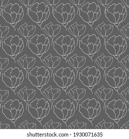 flower buds contour vector seamless pattern botanical illustration heads of flowers on a contrasting background